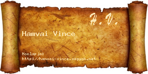 Hamvai Vince névjegykártya